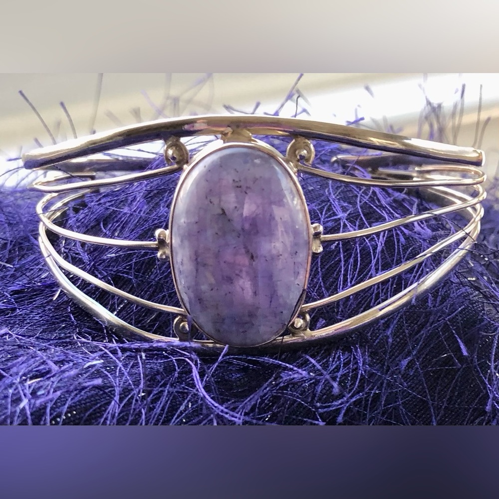 💜Sterling Silver Handcrafted Charoite Cuff Bracelet